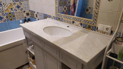 Прямая столешница  из искусственного камня Grandex M-701 B Hazel Flow